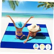 Beach Blanket Oversized Extra Large,Waterproof Sandproof 78" X 81" Dark Blue
