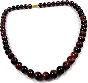 [HI International] Truly World Class Natural Ruby Jade Watermelon Carved Red Ruby Beads Necklace for Girls and Women, 21 Inches, Gemstone, ruby jade