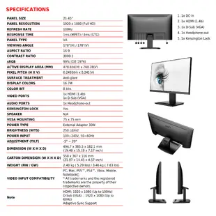 MSI 微星 PRO MP223 22吋 VA面板 商務螢幕 護眼 平面 液晶螢幕 電腦螢幕 商務 顯示器 MSI488