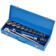 Draper 3/4"D Metric Bi Hex Socket Set in Metal Case 15 Piece Standard 16440