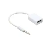 jgl Car Auto USB Female to 3.5mm Jack AUX Male Audio Cable Converter Extension Cord-White - White