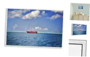 Ship & Cloudy Sea Framed Giclee Wall Art Design by Dennis Frates, White