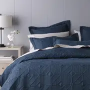 Bianca Kazimir Queen/King Polyester Coverlet/2x Pillowcases Bedding Set Navy
