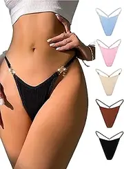 [Bobuco] G String Thongs for Women No Show Panties Sexy Underwear Low Waisted Thong Seamless Thongs Panties 3 Pack