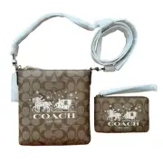 COACH Mini Rowan File Bag & Matching Corner Zip Wristlet In Signature Canvas