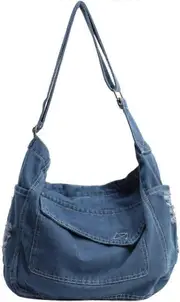 Morakot Womens Denim Shoulder Purses and Handbags, Casual Messenger Bag Tote Crossbody Purse Daily Hobo Bag C-light Blue