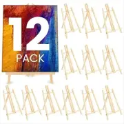 12 Pack 13.8-inch Table Top Easels for Painting and Canvas - Wooden Brown