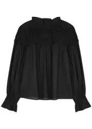 Merlette Majorelle Smocked Cotton Blouse - Black - M M