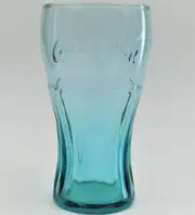 Coca Cola Coke Cobalt Light Blue 6" Glass Tumbler Libbey Vintage