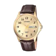 Citizen Men's Gold Stainless-Steel Brown Leather Watch Model BF5002-05P 3 Hands 4974374275134