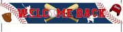 Large Welcome Back Banner, Baseball Theme Home Yard Sign, Multicolor