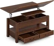 [Rolanstar] Coffee Table Lift Top, Multi-Function Convertible Coffee Table with Drawers and Hidden Compartment, Converts to Dining Table for Living Room, Home Office,Espresso