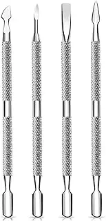 CVNRCLP 4-Piece Cuticle Pusher and Cutter Set - Professional Stainless Steel Nail Care Tools for Manicure and Pedicure, Effective Dead Skin Remover for Fingernails and Toenails.