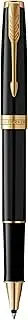 [PARKER] Sonnet Rollerball Pen, Black Lacquer with Gold Trim, Fine Point Black Ink (1931496)