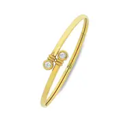 Bevilles 9kt Yellow Gold Silver Infused Bangle with Bezel Set Cubic Zirconia Ends