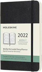 Moleskine 2022 Weekly Horizontal Soft Cover Diary, Pocket, Black