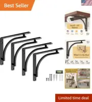 Classic Shelf Bracket Set by Black for 6 inch, 8, 10 inch Mantel Shelves L Br...