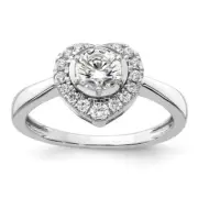14K White Gold Lab Grown Diamond Heart Promise Ring Size 7