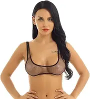 [TiaoBug] Women's Lingerie Fishnet Hollow Out See Through Tank Top Vest Sexy Bralette Bra Crop Tops