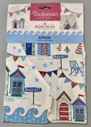New Cooksmart England Beside The Sea Nautical Beach 100% Cotton Kitchen APRON