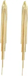 [ROMISBABA] 1 Pair Gold Tassel Earrings Tassel Clip on Earrings Dangle Earrings Ear Piercing Earrings Gold Clip on Earrings for Women Tassel Pendant Earrings Punk Pendant Earrings Alloy Golden