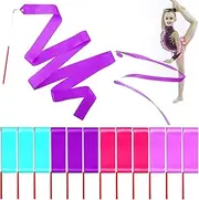 Niceup 12 PCS Dance Ribbons for Kids Mermaid Party Goodie Bag Fillers, Ribbon Dancer Wands for Birthday Gymnastics Ballet Party Favors Decoration, 78.7 Inch Purple Hot Pink Girls Ribbon Streamer