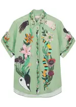 Alemais Meagan Printed Linen Shirt - Green - 8 (UK8 / S) 8 (UK8 / S)