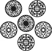 Nstezrne Silicone Trivets Mats for Hot Pots and Pans, Multi Purpose Trivets Mat -Heat Resistant Silicone Trivet Intricately Carved Hot Pads Set of 6 (A: Style 1-Black)