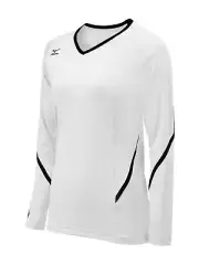 Mizuno Youth Girl's Techno Generation Long Sleeve Volleyball Jersey, White/Black