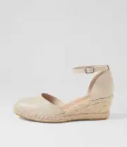 New Django & Juliette Rylen Almond Natural Rope Leather Wedges Womens Shoes