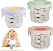 Containers for Baby Food | 230ML Glass Baby Food Freezer Containers - Minus 20-400 Degree Celsius Glass Leakproof with Silicone Lid and Scale Jar for Microwave Freezing Snacking Meal