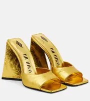 [The Attico] The Attico Devon laminated leather mules AU 4 gold