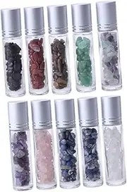 Beaupretty 10pcs Natural Semiprecious Stones Roller Ball Bottles Portable Containers for Essential Oils DIY Perfumes Leak Design for Handbags and