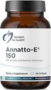 Designs for Health Annatto-E 150, Revolutionary New Vitamin E - Delta & Gamma Tocotrienols, Tocopherols-Free Vitamin E Wellness Supplement (60 Softgels)