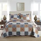 3-Piece King Quilt Sets Patchwork Bedspreads with Shams Microfiber Lightweight R