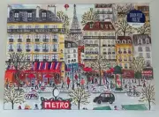 PARIS by Artist MICHAEL STORRINGS 1000 Piece Puzzle Eiffel Tower Metro Shops NEW
