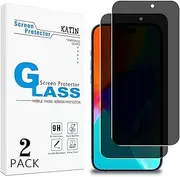 [2 Pack] KATIN Privacy Screen Protector for iPhone 16 Pro Max Anti-Spy Tempered Glass Film, Full Coverage, Anti-Scratch, Case-Friendly