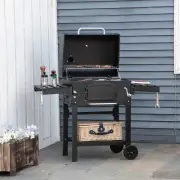 Portable Charcoal Grill BBQ Smoker w/ Folding Shelves Thermometer Bottle Opener