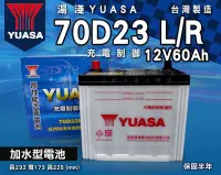 在飛比找Yahoo!奇摩拍賣優惠-全動力-全新 湯淺 YUASA 汽車電池 70D23L (1