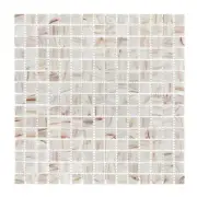 Decorative White with Metallic Bronze Highlight Mosaic Glass Tile Kitchen & Bath