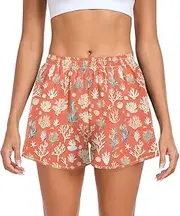 [FRODOTGV] Unique Corals Pink Women Athletic Shorts Loose & Comfy Work Out Shorts for Running Walking Workout Beach Lounge S