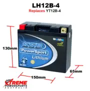 Ducati 950 Multistrada 2017 12V 420 CCA Lithium Battery SSB LH12B-4