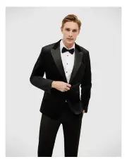 [Politix] Velvet Black Tie Tuxedo in Black