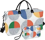 Geometric White Large Bag Carry On Tote Bag Large Gym Bag with Adjustable Strap for Workout Multifunctional, Geometric White, 1 size