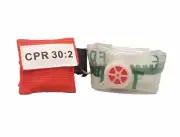 1 Red CPR Keychain Mask Face Pocket Shield with GLOVES