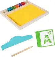 Oshhni Wooden Sand Tray with Wood Pen, Painting Recognition Learning Tool, Handwriting Aids for 3 Year Old, Preschool Classroom Kids