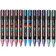 Uni PC-5M Posca Marker Medium Bullet Tip Metallic 2.5mm Assorted Box 12