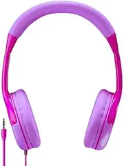 Kids Headphones, Toddler Over Ear Headset with Adjustable Headband, Hearing Protection, Volume Limit for Gaming, Music, Airplane, 3.5mm Jack, Pink