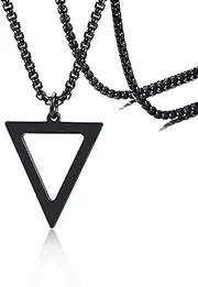 [UMtrade] Men's Women's Math Geometry Inverted Triangle Necklace,Stainless Steel/Black/Gold Color