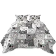 Cute and Sweet Grey Cats Coverlet